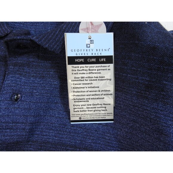 Geoffrey Beene Men’s Long Sleeve Polo Shirt Navy Blue Stripe Size XL NWT - Picture 5 of 7